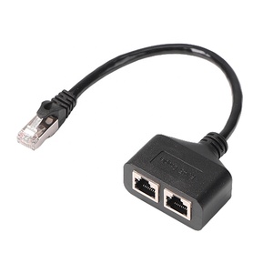 อะแดปเตอร์ตัวแยกสัญญาณ RJ45,อะแดปเตอร์ตัวแยกสัญญาณเครือข่ายอีเทอร์เน็ตตัวเชื่อมต่อ Extender สายเคเบิล1ถึง2ปลั๊ก RJ45 - Product Image 1