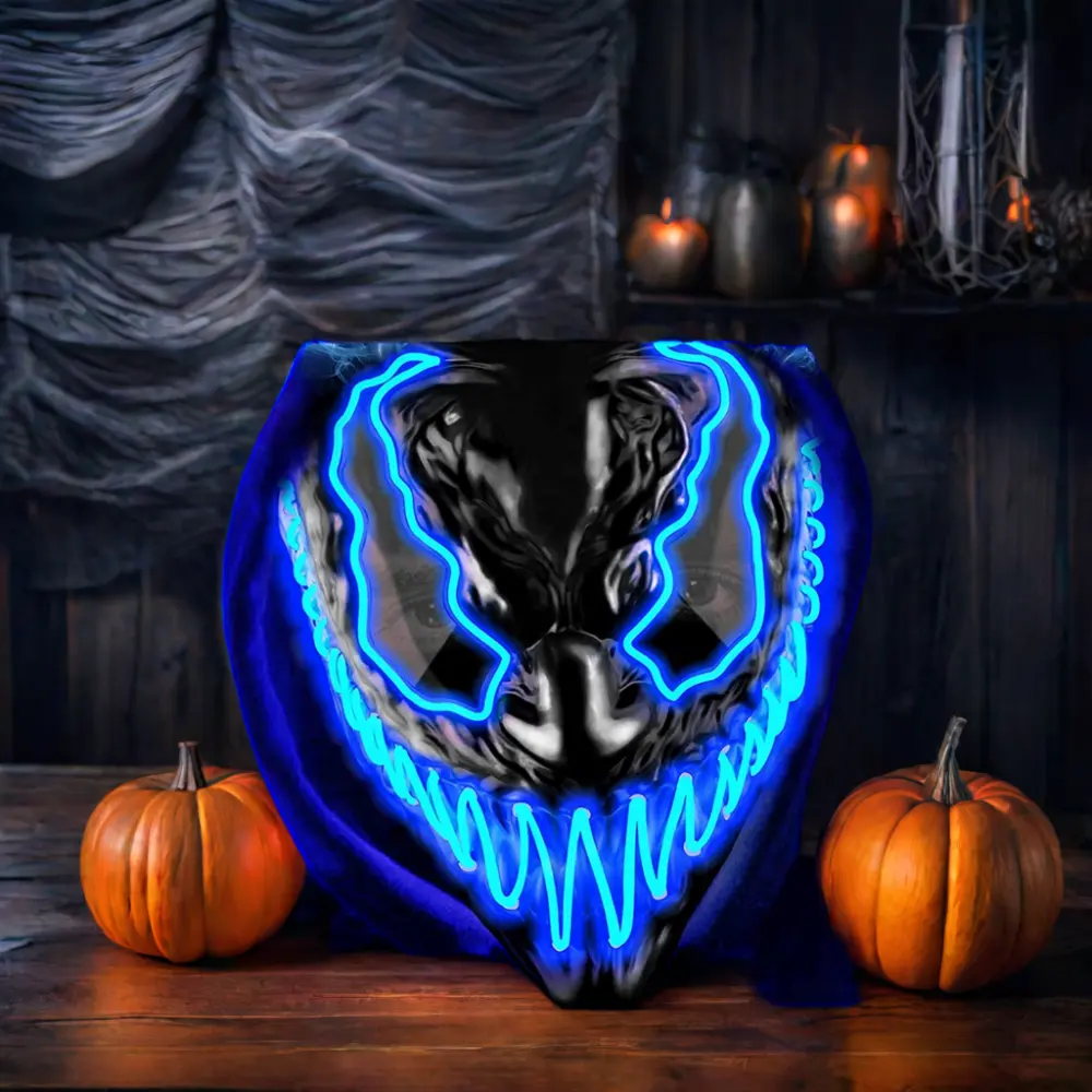 Máscara de Halloween con cara de arrugas espeluznantes, disfraz de látex de monstruo vampiro, accesorios de fiesta de Cosplay, silicona de PVC personalizada