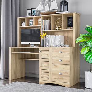 Comunicate-muebles de diseño moderno para el hogar, mesa delantera blanca para ordenador de oficina, madera, altura ajustable con estantería - Product Image 3