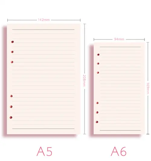Cuaderno de oficina, papelería, recambio de papel espiral a5 a6, insertos de página interior