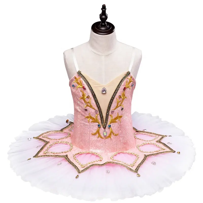 T0011-vestidos de bailarina para niñas, tutú de Ballet romántico, color rosa claro, nuevo estilo
