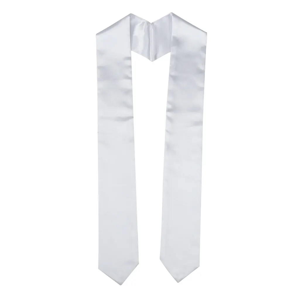 Customize Wholesale Satin Plain Graduation Honor Stole Shiny Blank White Sublimation Printing High Quality Graduation Stoles