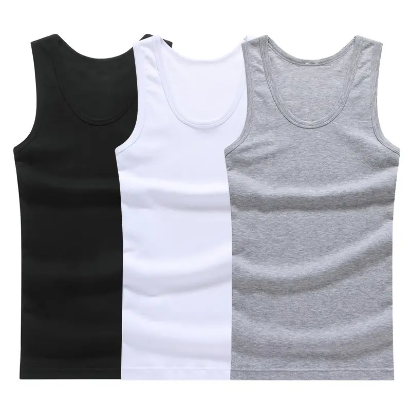 Été Hommes Fitness Tees Coton Workout Tank Tops Knitted Gym Sportswear Breathable No Hooded Sleeveless Vest Loose Casual Top