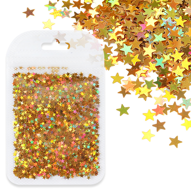 Bolsa transparente de hueso de 2g, láser dorado, estrellita - 2