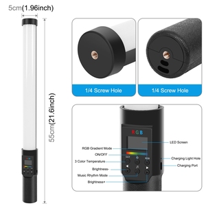 Yeni varış PULUZ 190 LEDs fotoğraf el sopa ışık tam renkli RGB dolgu ışığı ile Barndoor - Product Image 2