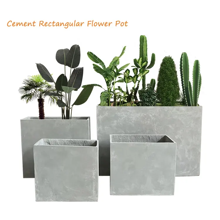 Large Rectangular Plant Pot Outdoor Nordic Customized Planter Box Fiber Clay Cement Garden Flower pot