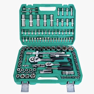 专业108件机械cr-v套筒扳手工具组耐用1/2 “1/4” 汽车修理工具箱，带硬壳 - Product Image 1