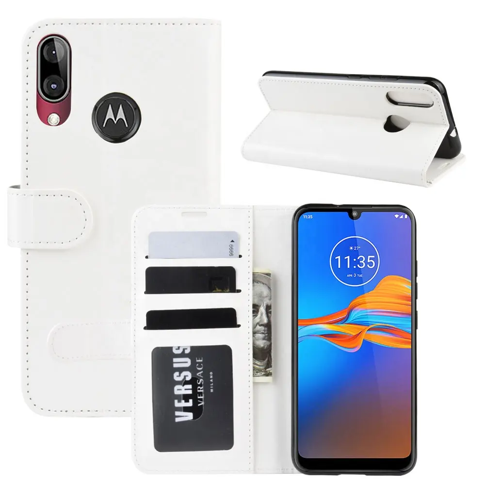 ฝาครอบหนัง PU สำหรับ Motorola กระเป๋าสตางค์กระเป๋าโทรศัพท์คุณภาพสูงกรณีโทรศัพท์มือถืออุปกรณ์เสริมสำหรับ Moto E6 Plus