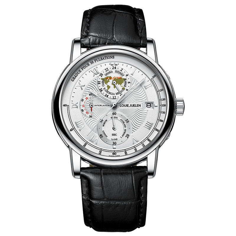 L-9192 silver case white surface black belt