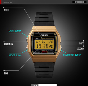 Skmei 1412 Giá Rẻ Chronograph Nhỏ 50M Không Thấm Nước Thể Thao PU Dây Đeo Bán Buôn Trung Quốc Kỹ Thuật Số LED Phụ Nữ Và Nam Giới Của Đồng Hồ - Product Image 2