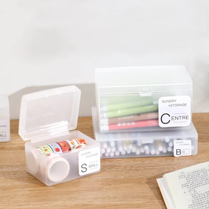 デスクトップ透明プラスチック小型正方形収納ボックス多機能ポータブル名刺整理ボックス - Product Image 5