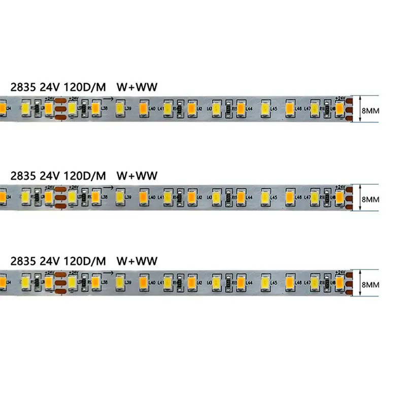 แถบไฟ LED สองสี SMD 2835 CCT พลาสติกอ่อนพิเศษสำหรับพื้นหลังทีวี