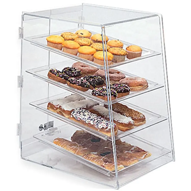 Klare Plexiglas 4 Ebenen Donuts Vitrine Acryl Bäckerei Vitrine