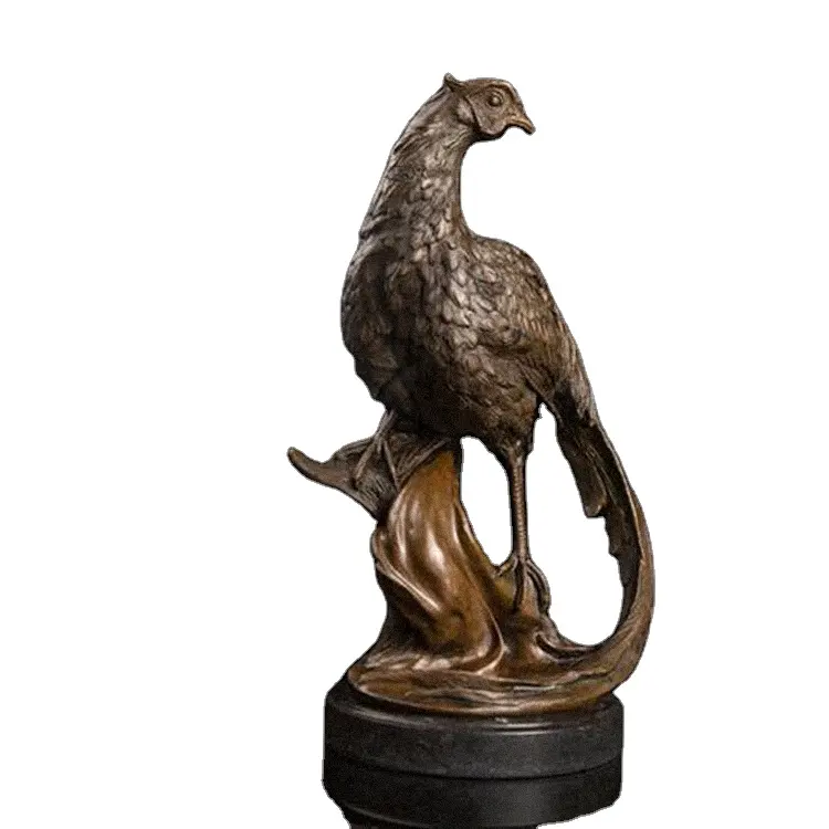 Grandes pheasants bronze estatueta estátua de parque, decoração interna, escultura de animais da vida selvagem, arte de cobre vintage, grande