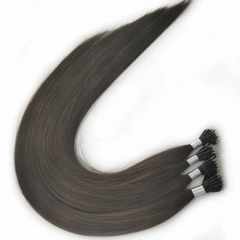 Atacado duplo drawn cabelo humano real natural itália queratina extensões de cabelo anel nano