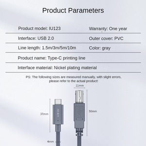 USB C ตัวเชื่อมต่อสายการพิมพ์2.0ตัวผู้กับ B - Product Image 6
