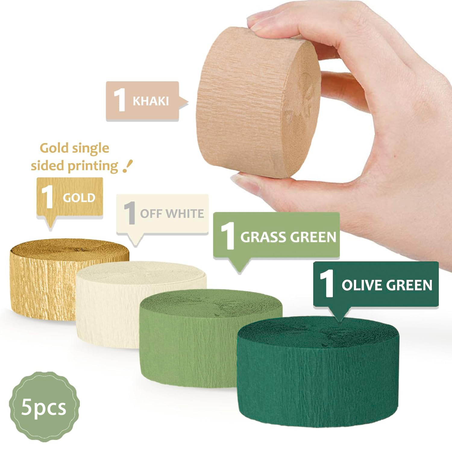 Papier froissé vert sauge * 5 pièces