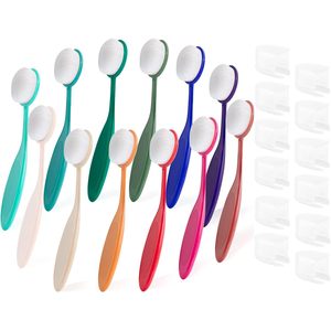 Toz kapakları ve renk kodlu tutamaklarla yumuşak kıllar yapmak için Yoseng 12 renkli karıştırma fırçaları - Product Image 1