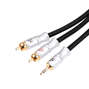 ATAUDIO高端3.5毫米至2RCA音频电缆6N OFC公分离器，用于PC电话放大器和扬声器RCA连接器，用于麦克风 - Product Image 1