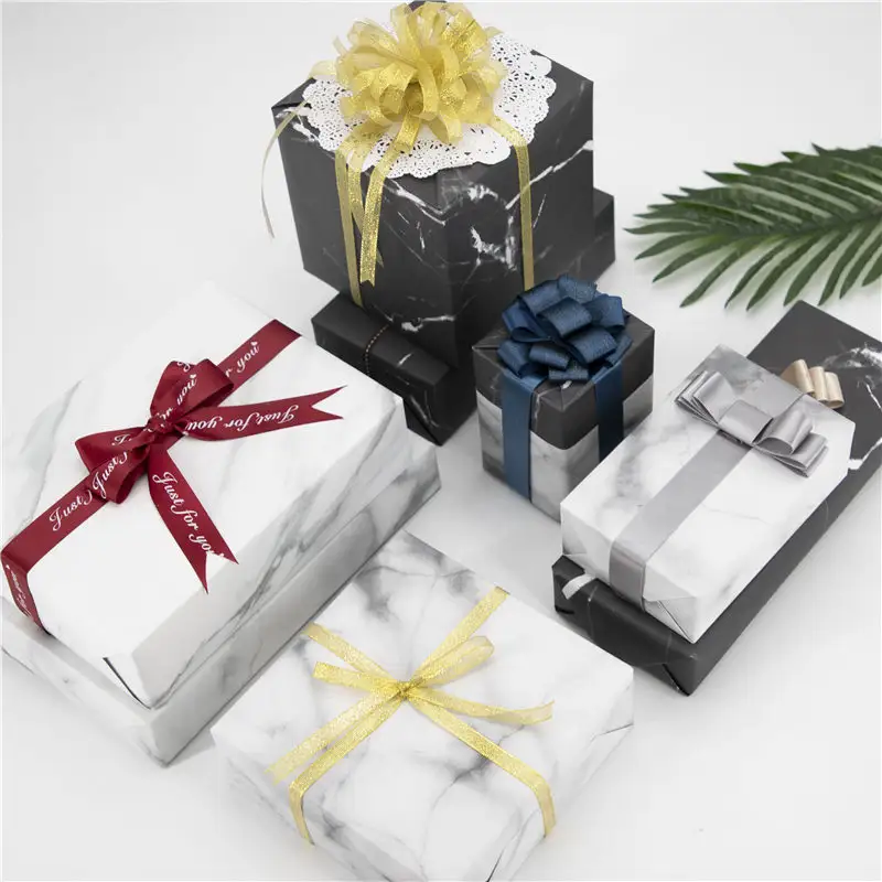 Di spessore marmo modello di contenitore di regalo di carta da imballaggio Nordic di business high-end ins vento decorazione fai da te di carta colorata di fiori di carta