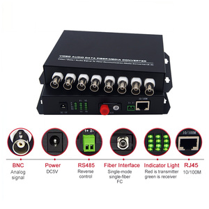Video analógico BNC de 8 canales a transceptor convertidor de fibra óptica con RS485 para cámara analógica - Product Image 2
