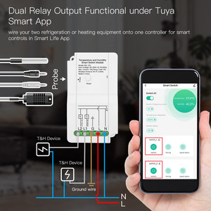 Tuya WiFi Smart Temperature Humidity Switch Module Sensor Dual Way <strong>Output</strong> <strong>Relay</strong> <strong>Wireless</strong> <strong>Controller</strong> - Product Image 2