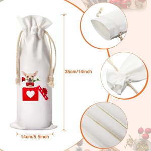 New Durable Recyclable Use Wine Bag <strong>Canvas</strong> <strong>Plain</strong> Gift <strong>Canvas</strong> Wine Bottle <strong>Pouch</strong> Draw String Bags With Custom Logo - Product Image 2