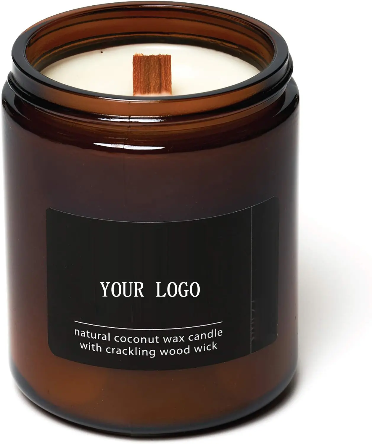Individuelles Logo natürliche langanhaltende Kokosnusswachs Ätherische Öle Holzdocht-Kerze handgefertigt für den heimgebrauch
