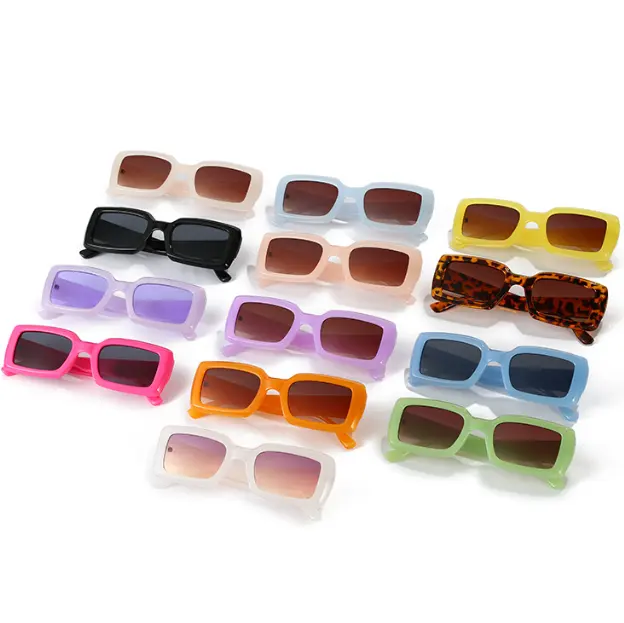 Qmoon оптовая покупка Веселые Солнцезащитные очки Ретро Винтажные модные женские очки желейные модные маленькие прямоугольные женские солнцезащитные очки