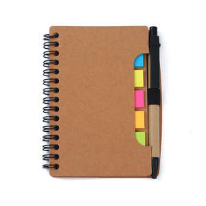 Tl769 notas papel Kraft espiral bobina encuadernado diario cuadernos con pluma y Palo notas adhesivas índice personalizable al por mayor