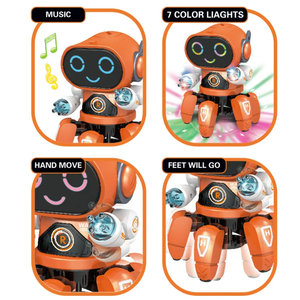 Chow Dudu sıcak satış BO altı bacaklı robot oyuncak robotlar eğitici oyuncaklar çocuk oyuncak ışık ve müzik ile turuncu beyaz mavi - Product Image 5