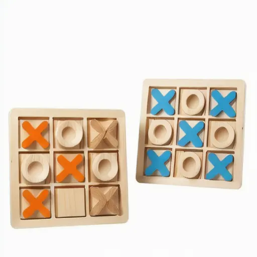 Jogo de madeira Xo Tic Tac Toe para crianças, quebra-cabeça de nove quadrados para xadrez, blocos de construção, brinquedos de lazer e batalha, interação infantil