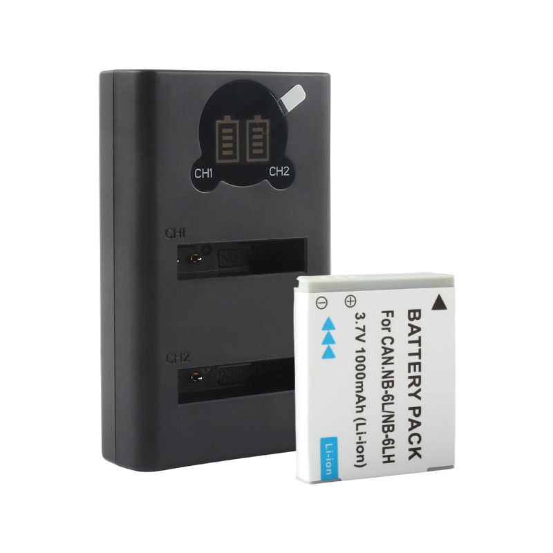 Black: 1*NB-6L Batteries + 1*Dual Slot Charger