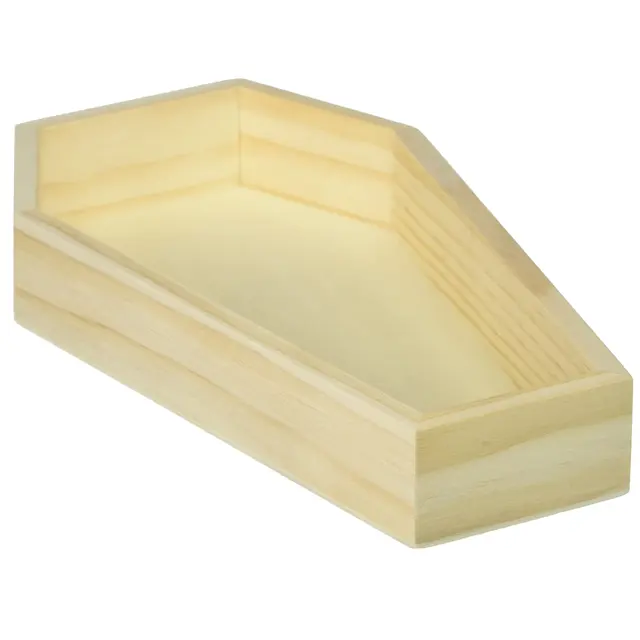 Wholesale Custom 7.5 inches Mini Unfinished Pine Natural Solid Wood Coffin Tray
