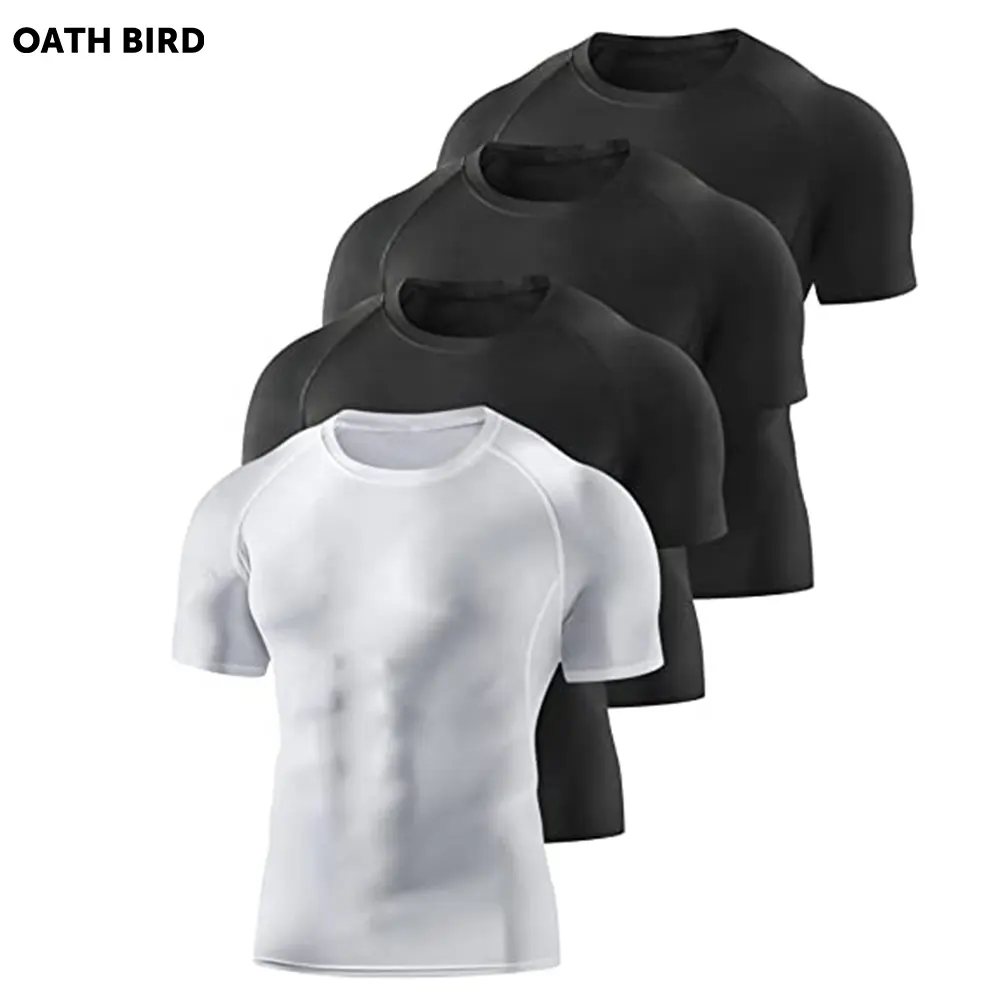 Camiseta masculina de compressão elástica, camisa para treino atlética com estampa de rápida secagem, 90 poliéster 10 spandex, academia
