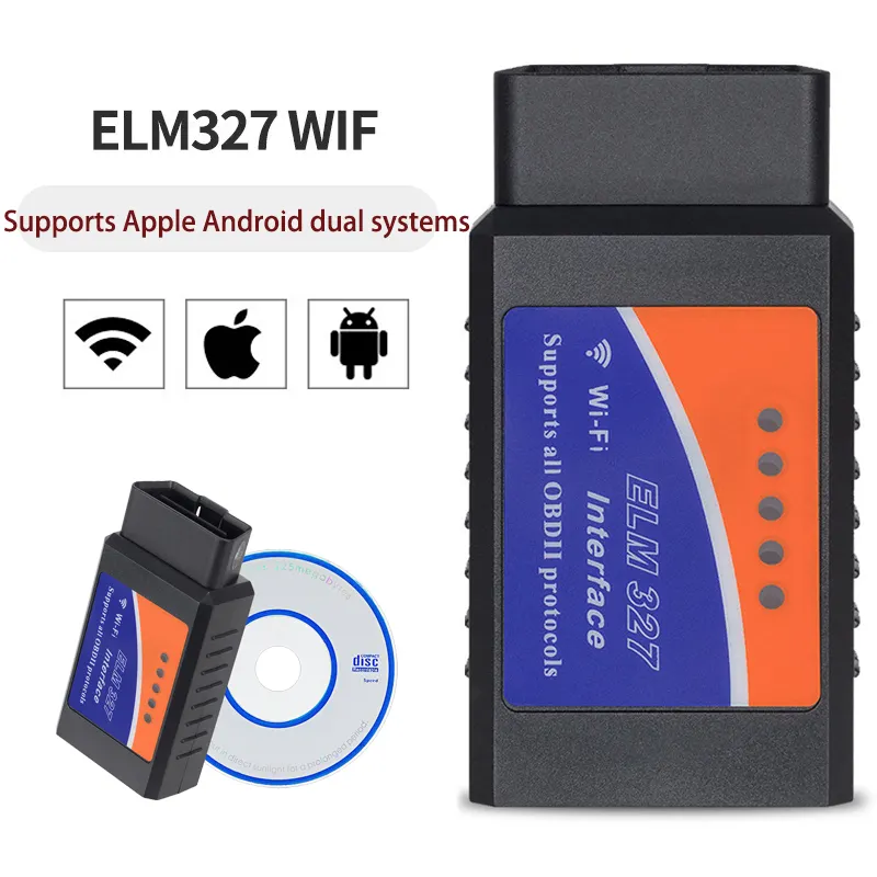 Alat pemindai adaptor pemindai otomatis OBD2 WIFI ELM327 kualitas baik untuk iPhone