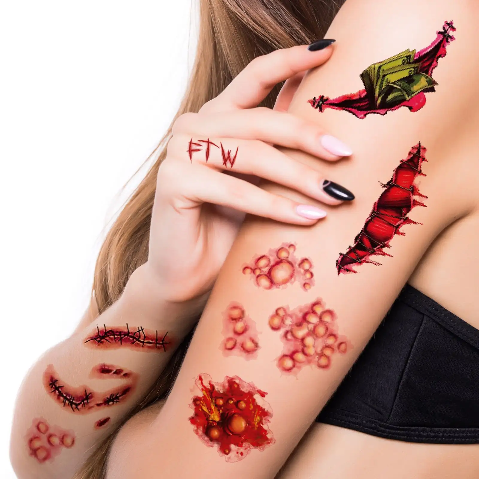 2023 nuovo arrivo Body Art cicatrice Stick tatuaggio Stick divertente orrorbloody cicatrice per festa di Halloween