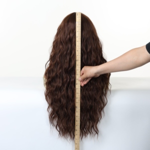 Synthetic Future Fiber Long Deep Brown African Curl Super Wave Heat Resistant Elastic Cap Natural Loose Wave Wig - Product Image 5