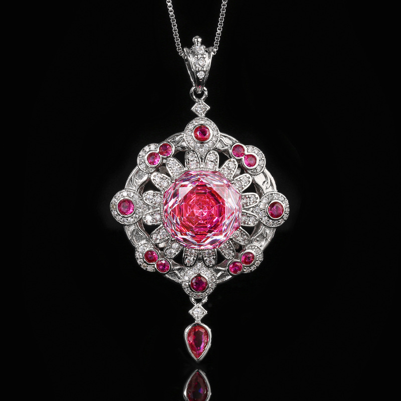 Platinum rose pendant with box chain
