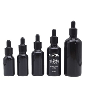 ขวดแก้วใส่น้ำมันหอมระเหยสีดำ10มล. 15มล. 20มล. 30มล. 50มล. 100ม. ขวดแก้วใส่เซรั่มพร้อมกล่อง