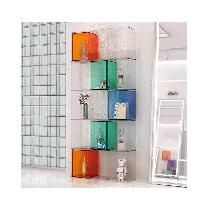 Xinkeda prateleira acrílica de estante colorida, torre de bloco, estante em cubo, prateleira acrílica