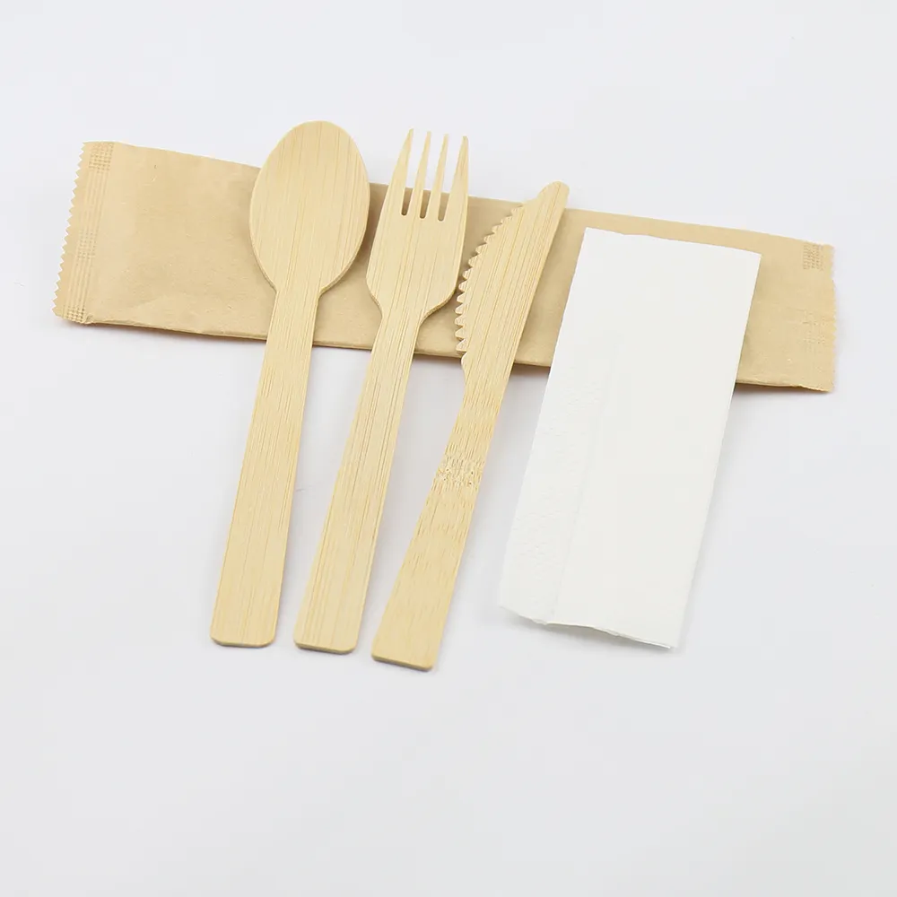 Set di posate monouso in bambù biodegradabile Design moderno lavabile eco-friendly lavabile per eventi matrimoni viaggi in regalo