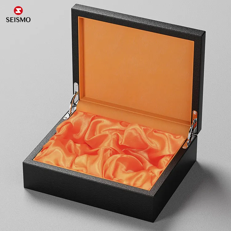 Individuelle luxuriöse lackierte hölzerne Satin-Verpackungsbox für ätherisches Öl Parfüm aus schwarzem weißem Leder zum Verpacken von Duftgeschenken