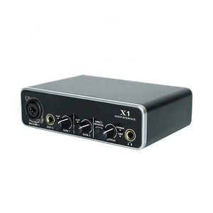 Tarjeta de sonido Usb profesional interfaz de Audio estudio de grabación 2 en 2 salidas con fuente de alimentación de 48V para cantar por ordenador