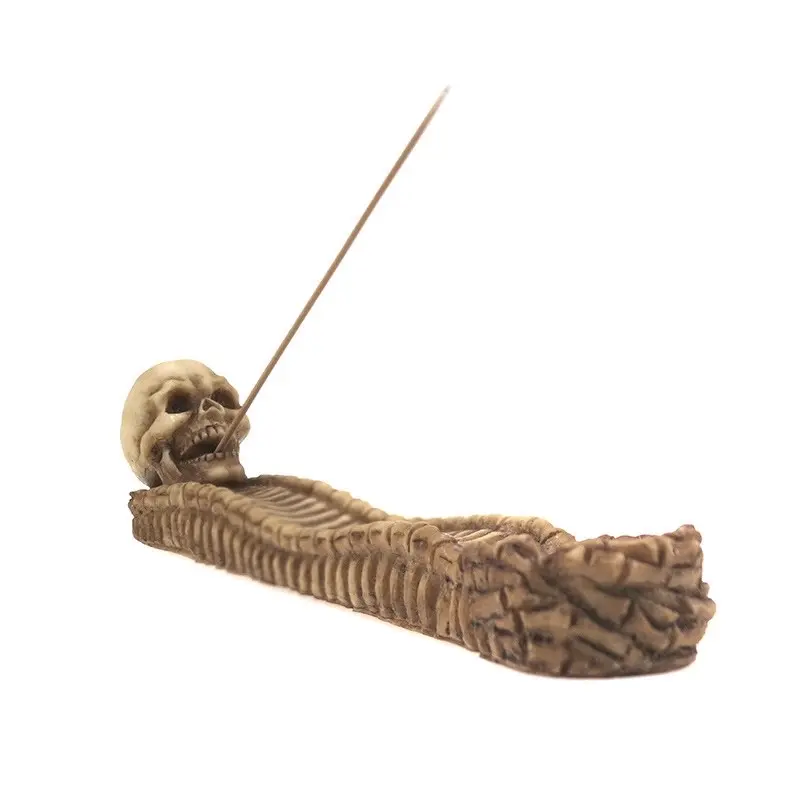 Agarbatti Incense Burner Holder Ghost Face Skull and Bones Skeleton Resin for Halloween Religious Ceramic Stick Incense Agarwood