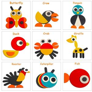 บล็อกรูปแบบสัตว์ไม้ปริศนากับ20บัตร Montessori การเรียนรู้การศึกษาของเล่นเกมสำหรับเด็กบล็อกรูปทรงเรขาคณิต - Product Image 2
