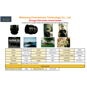 ZhongYi optik Firefly serisi 35mmT1.0 aps-c formatı sabit odak Cine lens NikonZ/nikfe/CanonR/FX mounts ile uyumlu - Product Image 6