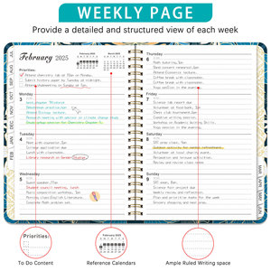 Bview Art cuaderno en inglés 2025 Bloc de notas en inglés Borde de metal A5 bobina diario planificador horario de trabajo calendario libro con marcapáginas de PVC - Product Image 6
