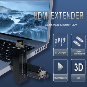4K HDMI光纤转换器单模单光纤发射器接收器20公里5V DC USB C电源输入
