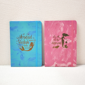 GF Premium Qualität Goldfolie Meerjungfrau A5 Hardcover Tagebuch Notizbuch Benutzer definiertes Logo Nähen Binding Journal Notizbuch mit Gummiband